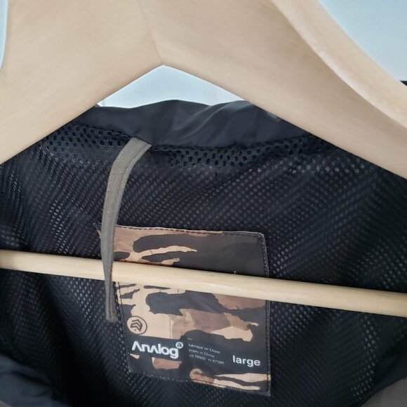 Analog Cargo Windbreaker Jacket Men's Gussets Pocket Military Green Hooded L - Picture 8 of 8